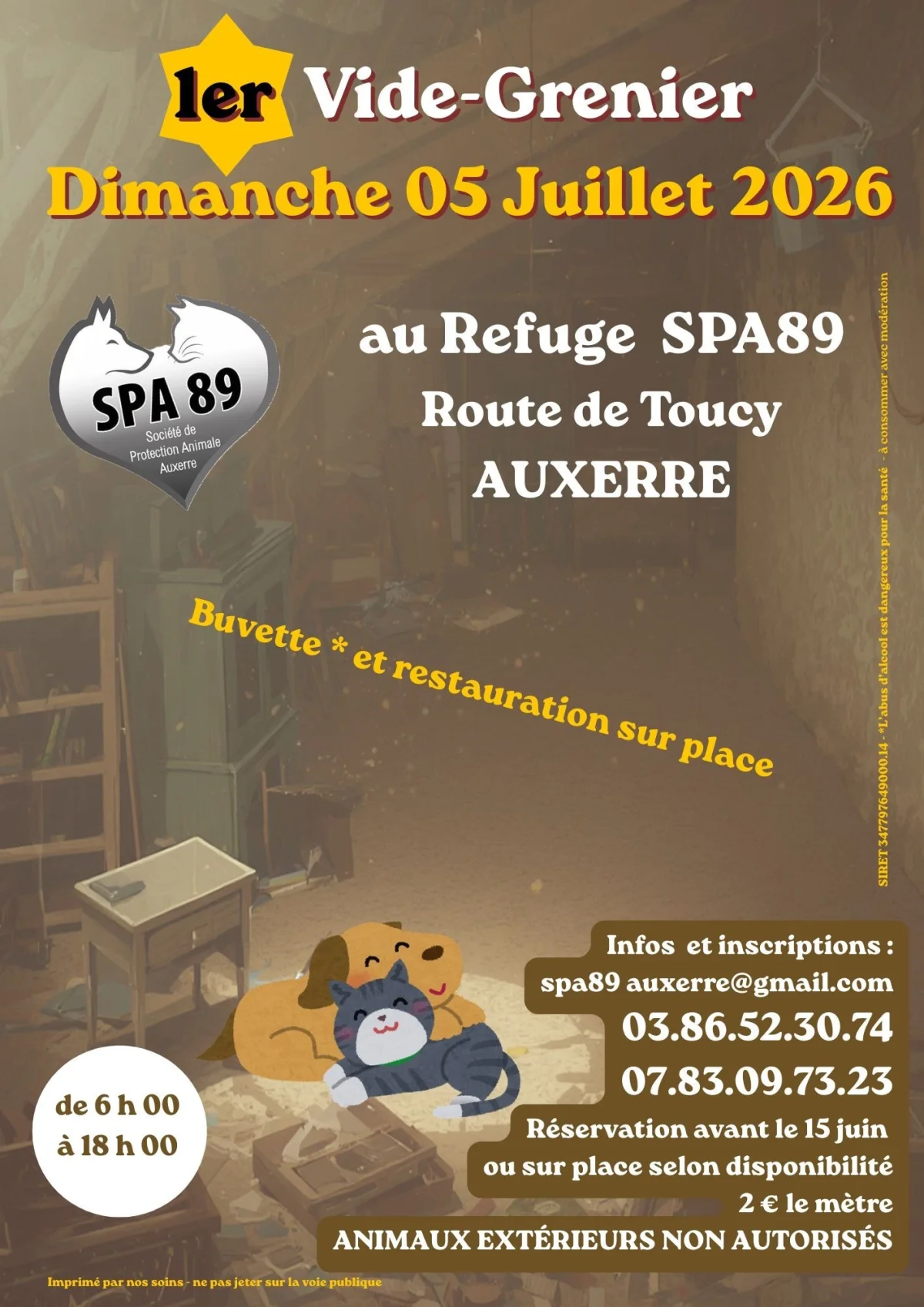 1er Vide-Grenier de la SPA89 – Auxerre (Refuge de la SPA89) (affiche de l’événement)