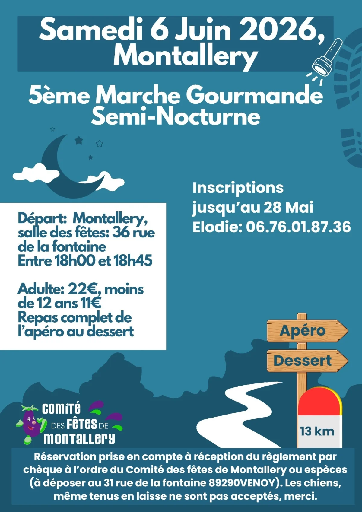 5ème Marche Gourmande Semi-Nocturne – Venoy (Montallery) (affiche de l’événement)