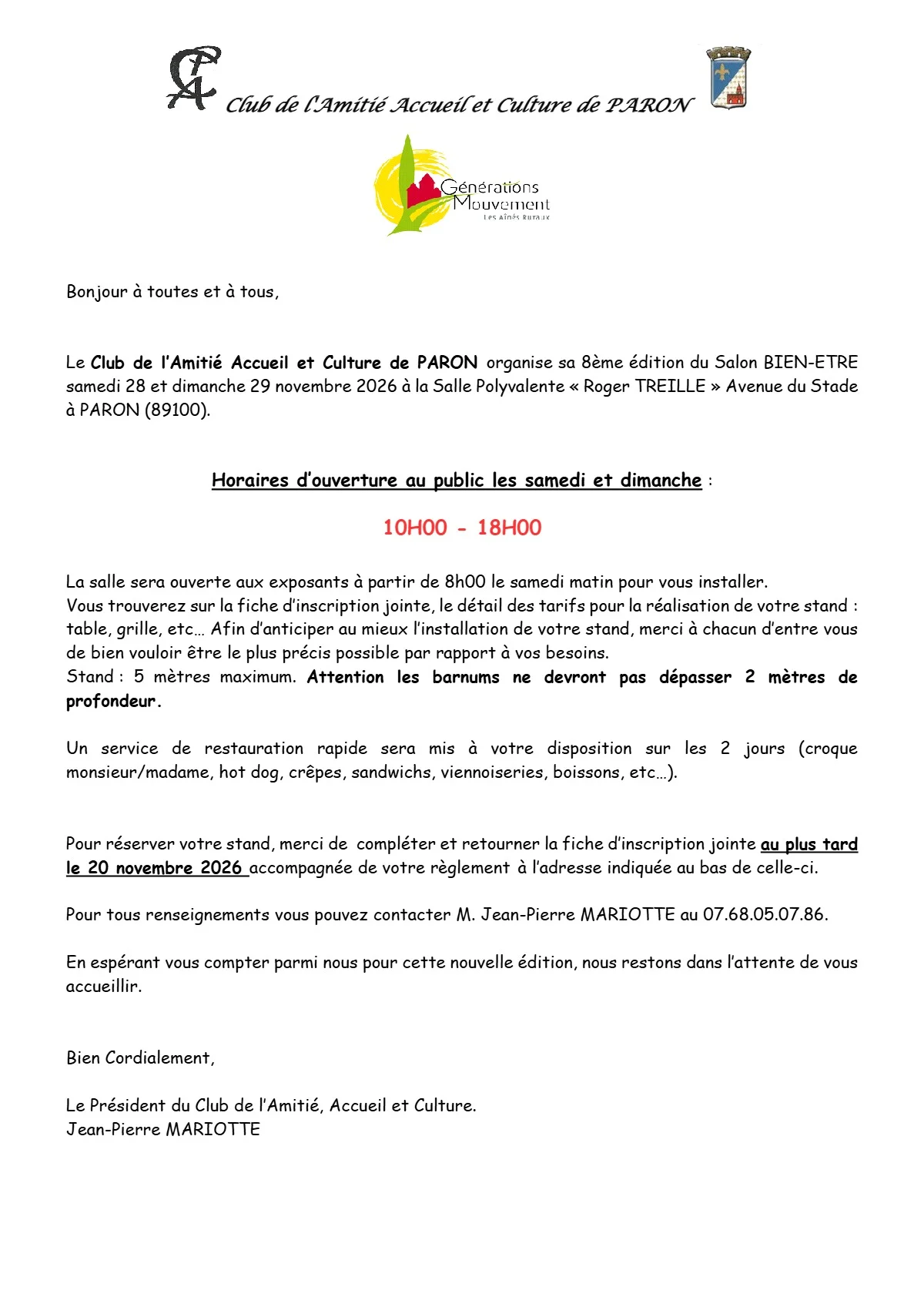 8ème Salon du bien-être – Paron (salle polyvalente) (affiche de l’événement)