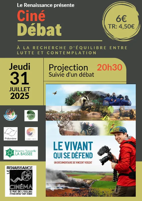 Ciné-débat : "Le vivant qui se défend" (film documentaire de Vincent Verzat) – Bray-sur-Seine / Seine-et-Marne (Cinéma Le Renaissance) (affiche de l’événement)