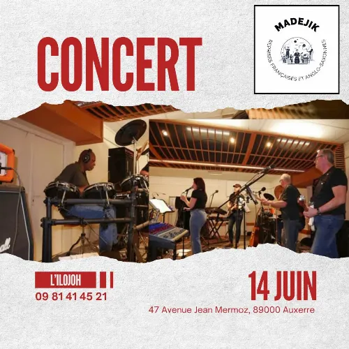 Concert avec Madejik (pop-rock, reprises de variété française et anglo-saxonne) – Auxerre (L'Ilojoh - Pizzeria / Snacking) (affiche de l’événement)