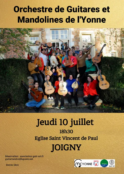 Concert avec l'Orchestre de Guitares et Mandolines de l'Yonne – Joigny (Eglise Saint Vincent de Paul) (affiche de l’événement)