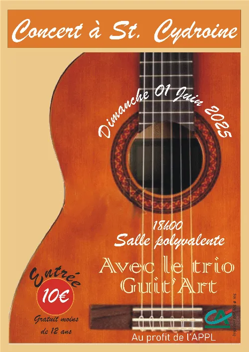 Concert avec le trio Guit’Art au profit de la restauration du lavoir communal – Laroche Saint-Cydroine (Salle polyvalente Henri Castella  / rue du Pilon) (affiche de l’événement)