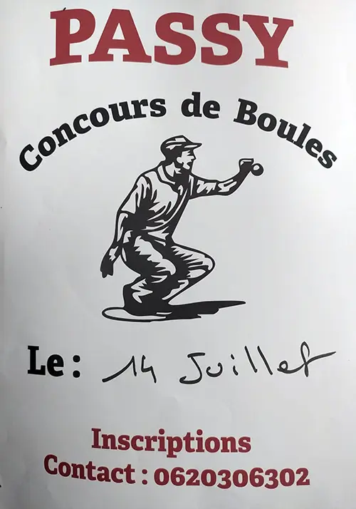 Concours de pétanque (en doublette) – Passy (La Codalie) (affiche de l’événement)