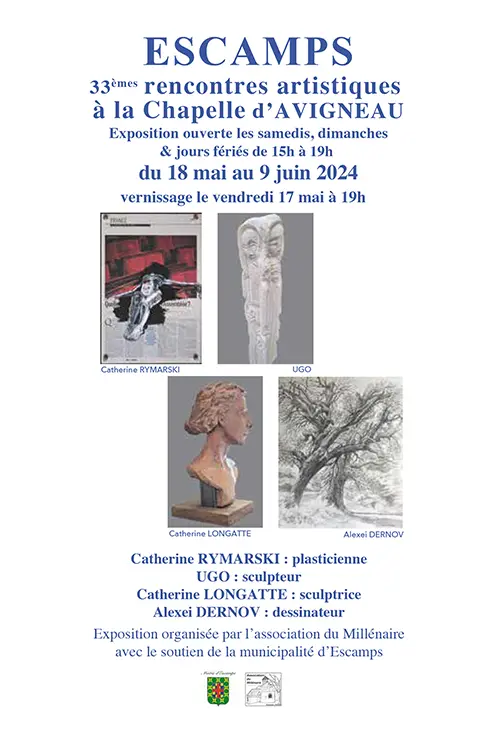 Expo rencontres artistiques Chapelle Avigneau Escamps 18 mai au 9 juin 2024.webp