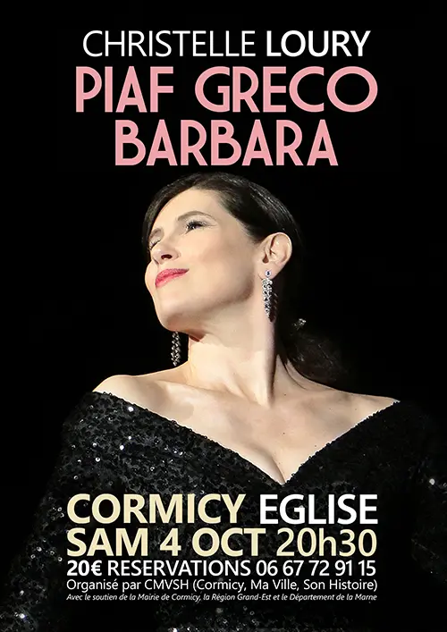 Concert "Piaf Gréco Barbara" (spécial église) par Christelle Loury – Cormicy - Reims / Marne (Eglise) (affiche de l’événement)