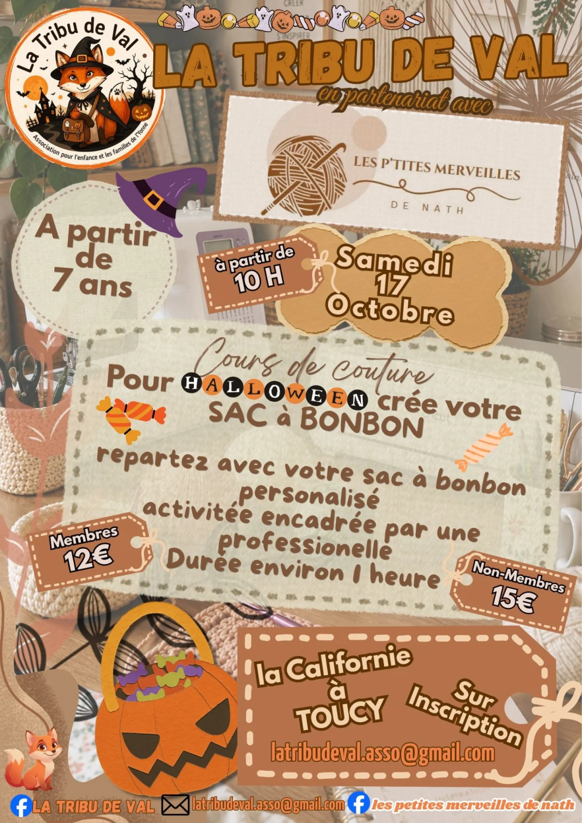 Atelier couture spécial Halloween – Toucy (La californie) (affiche de l’événement)