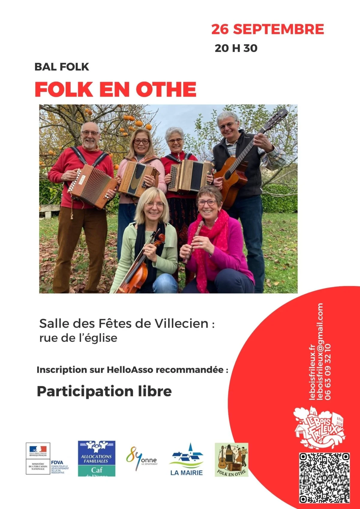 Bal avec Folk en Othe – Villecien (Salle des fêtes) (affiche de l’événement)