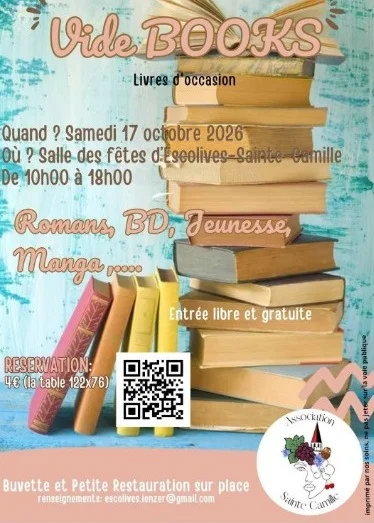 Bourse aux livres – Escolives-Sainte-Camille (Salle des fêtes) (affiche de l’événement)