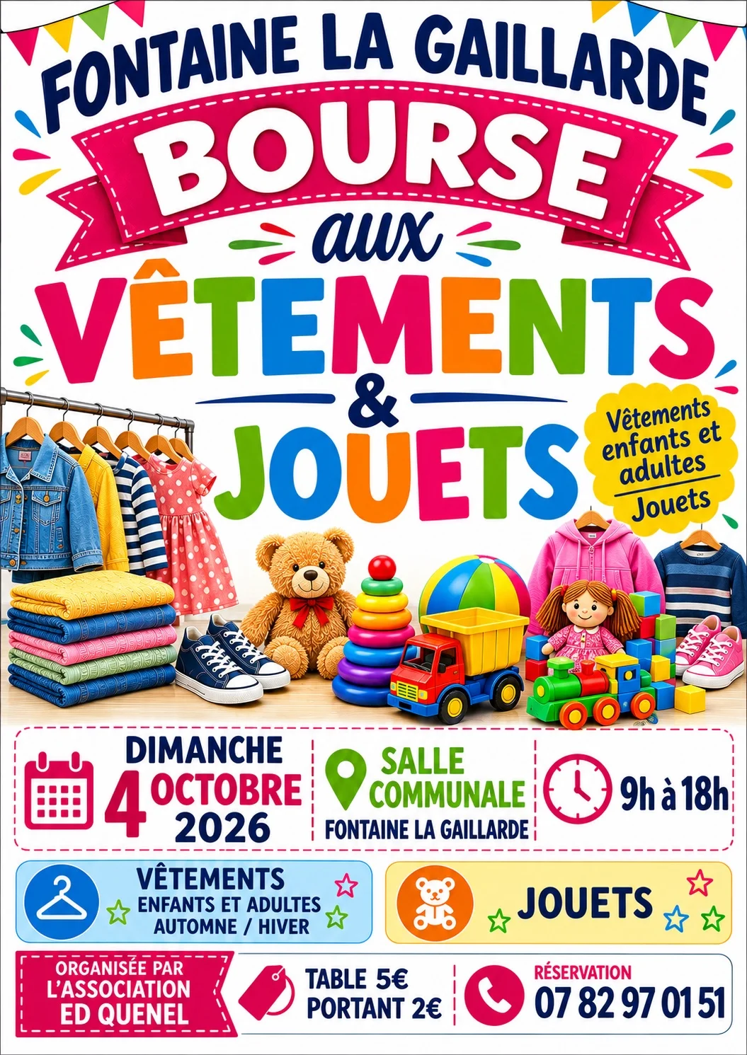 Bourse aux vêtements et jouets – Fontaine-la-Gaillarde (Salle communale) (affiche de l’événement)