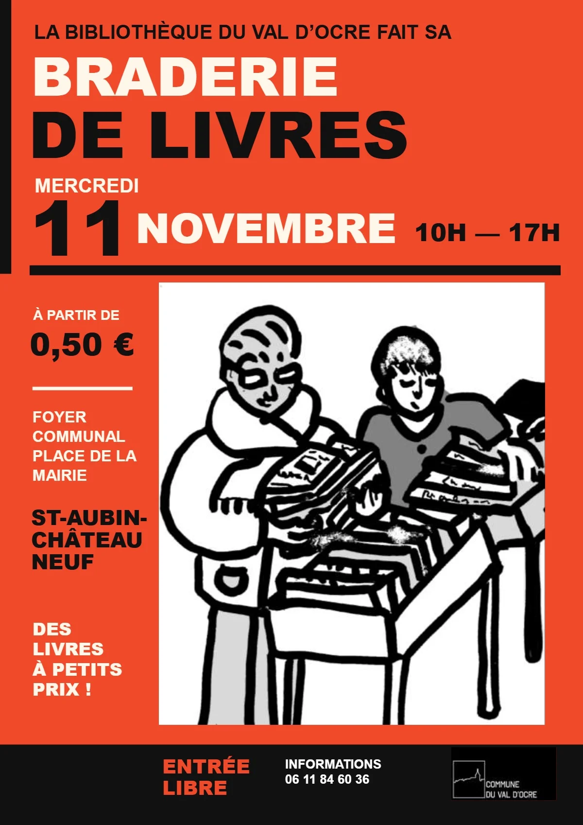 Braderie de livres du Val d’Ocre – Saint-Aubin-Château-Neuf / Le Val d'Ocre (Foyer communal) (affiche de l’événement)