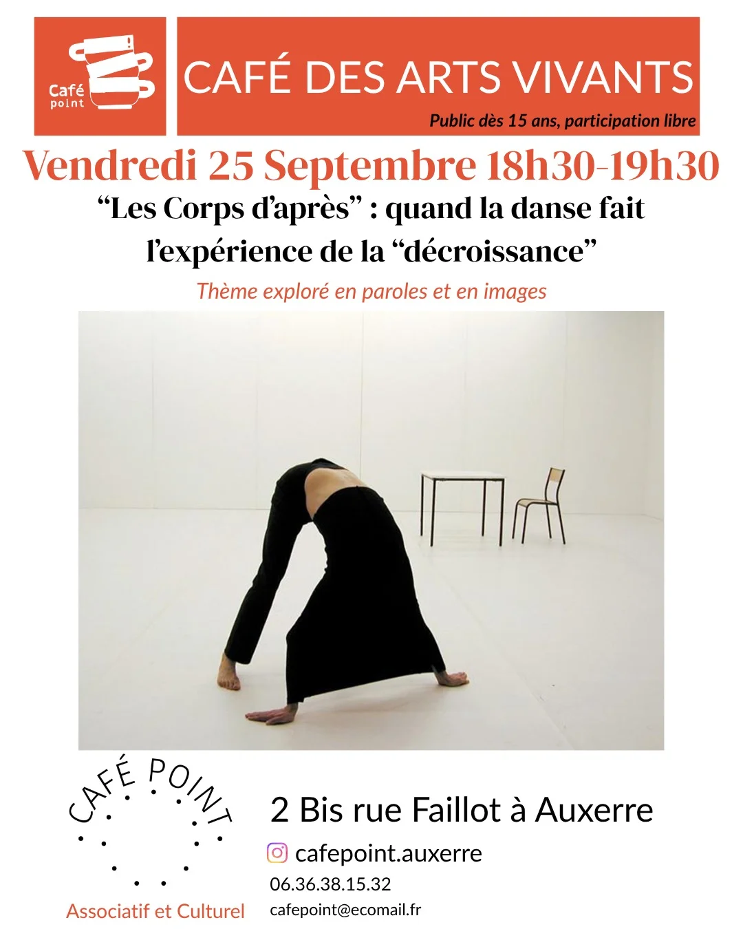 Café des arts vivants sur la danse – Auxerre (Café Point) (affiche de l’événement)