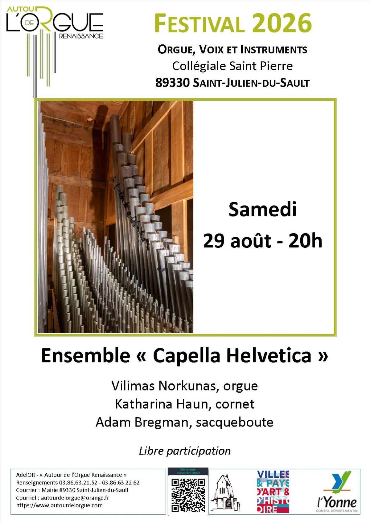 Capella Helvetica – Saint-Julien-du-Sault (Eglise St Pierre) (affiche de l’événement)