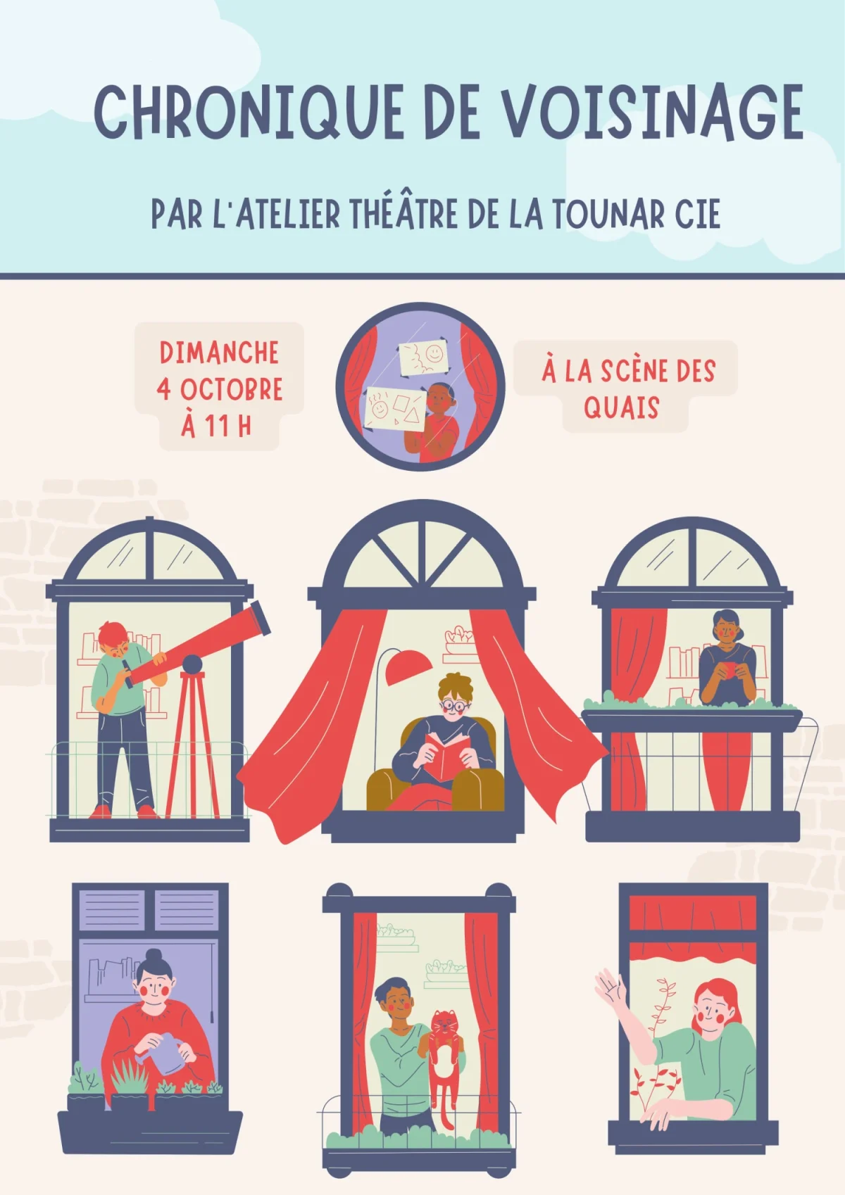 Chronique de voisinage / Sortie d'ateliers – Auxerre (théâtre La Scène des Quais) (affiche de l’événement)