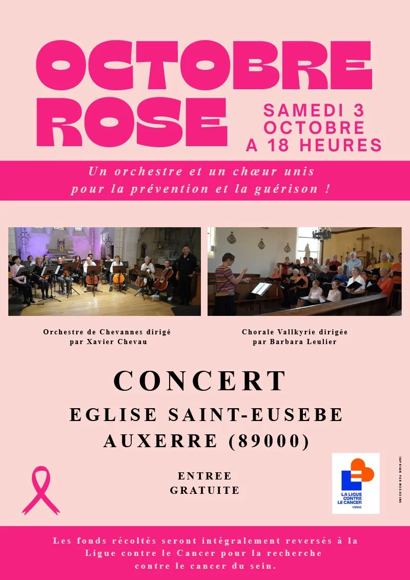 Concert au profit de la ligue contre le cancer – Auxerre (Eglise Saint-Eusèbe) (affiche de l’événement)