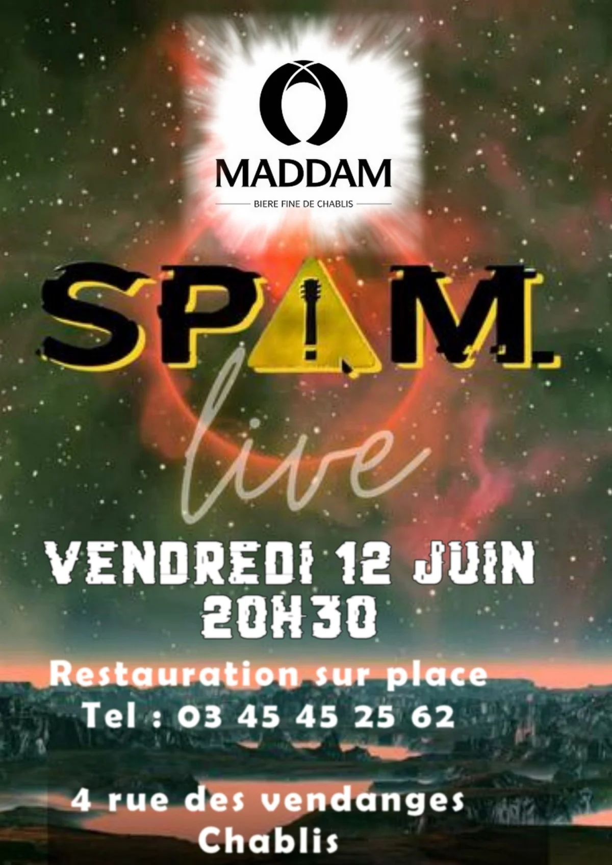Concert avec le groupe Spam / Pop-rock – Chablis (Maddam) (affiche de l’événement)