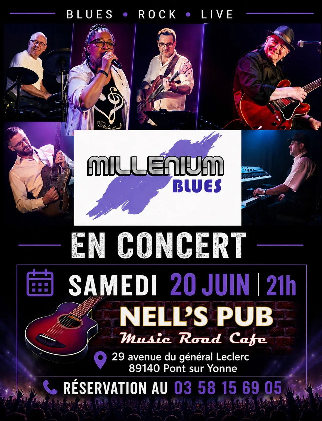 Concert avec Millenium Blues – Pont sur Yonne (Nell’s pub) (affiche de l’événement)