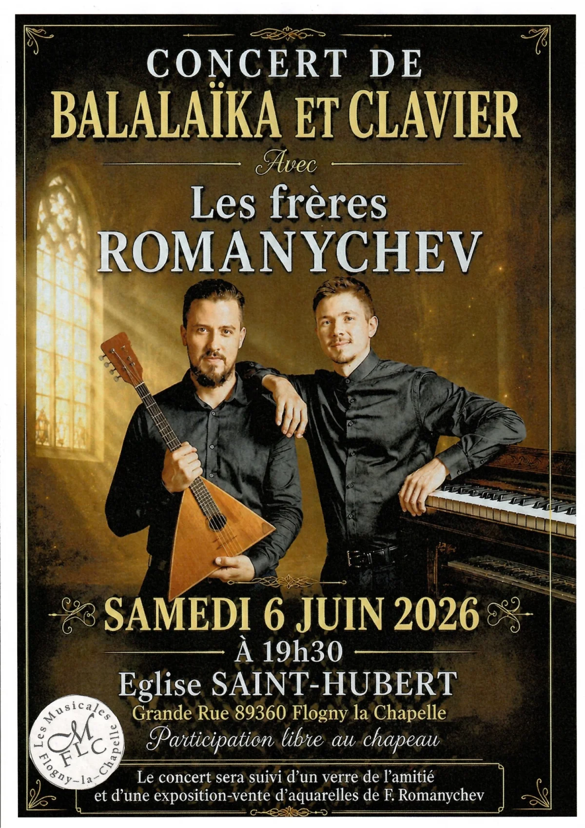 Concert balalaika et clavier – Flogny la Chapelle (Eglise Saint-Hubert) (affiche de l’événement)
