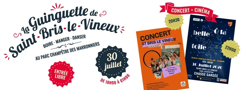 Concert & Cinéma en plein air – Saint-Bris-le-Vineux (La Guinguette - Parc Champêtre des Marronniers) (affiche de l’événement)