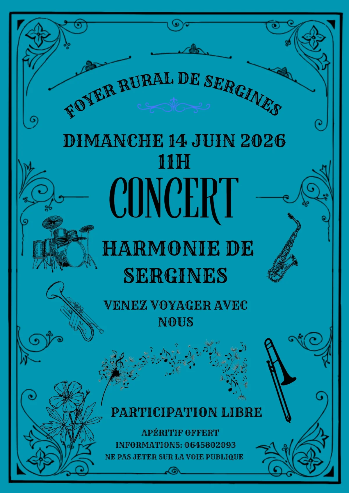 Concert de l'harmonie municipale de Sergines / Tours du monde en musique – Sergines (Foyer Rural) (affiche de l’événement)