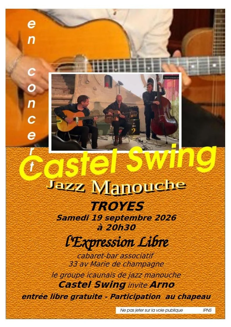 Concert jazz manouche – Troyes / Aube (L'expression libre, cabaret, bar associatif) (affiche de l’événement)