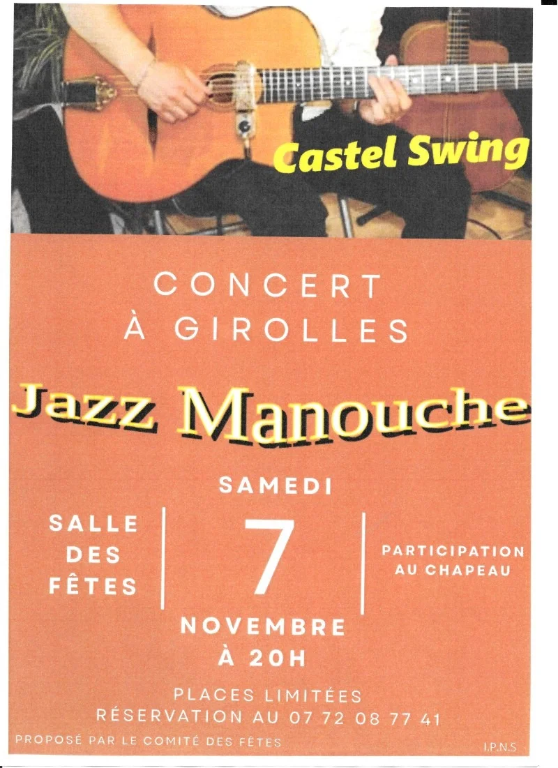 Concert Jazz Manouche par l'orchestre Castel Swing – Girolles (Salle des fêtes) (affiche de l’événement)