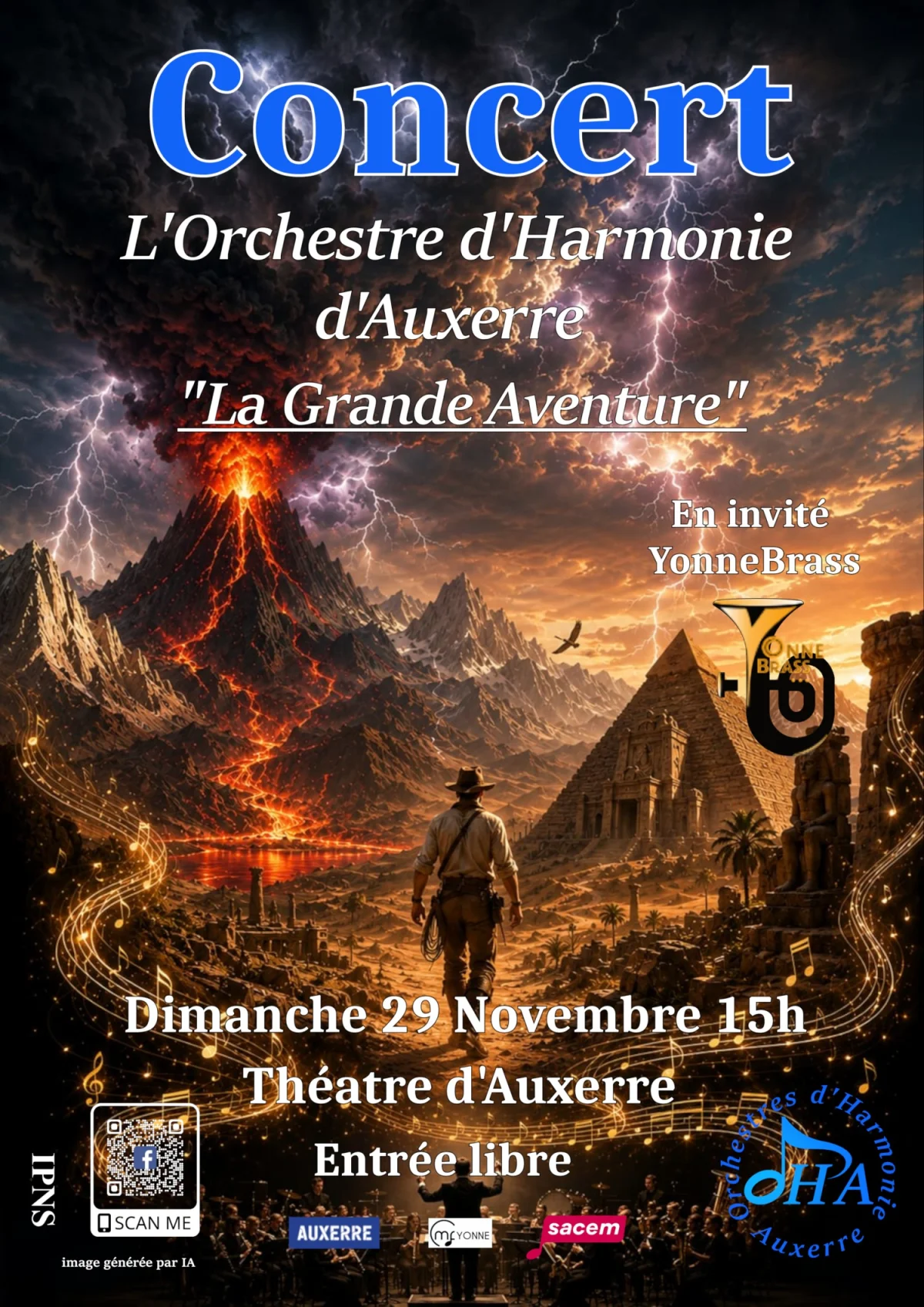 Concert "La Grande Aventure" avec l'Orchestre d'Harmonie d'Auxerre (en invité : YonneBrass) – Auxerre (Théâtre) (affiche de l’événement)