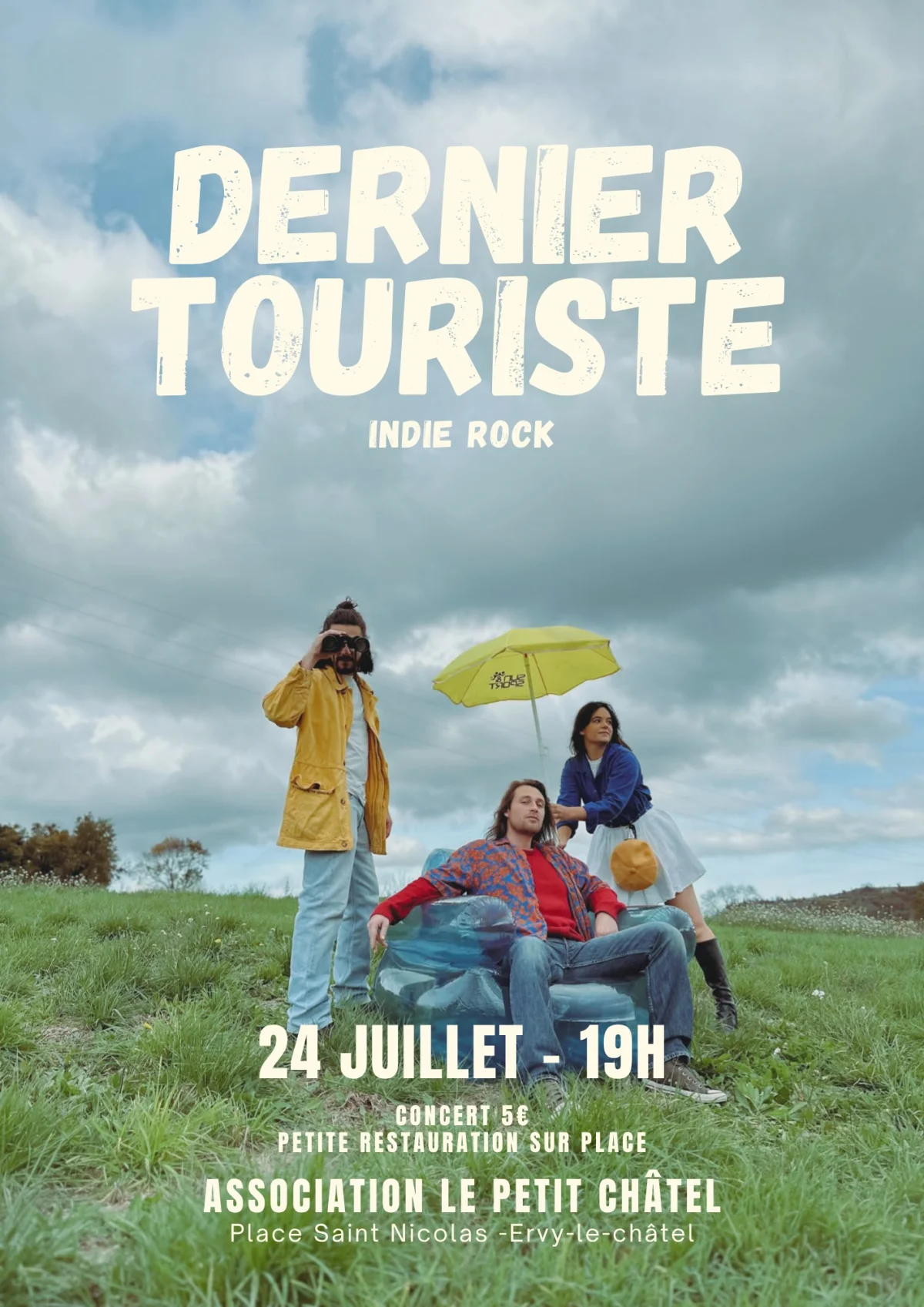 Concert Live avec Dernier Touriste - Indie Rock – Ervy-le-Châtel / Aube (Place Saint Nicolas) (affiche de l’événement)