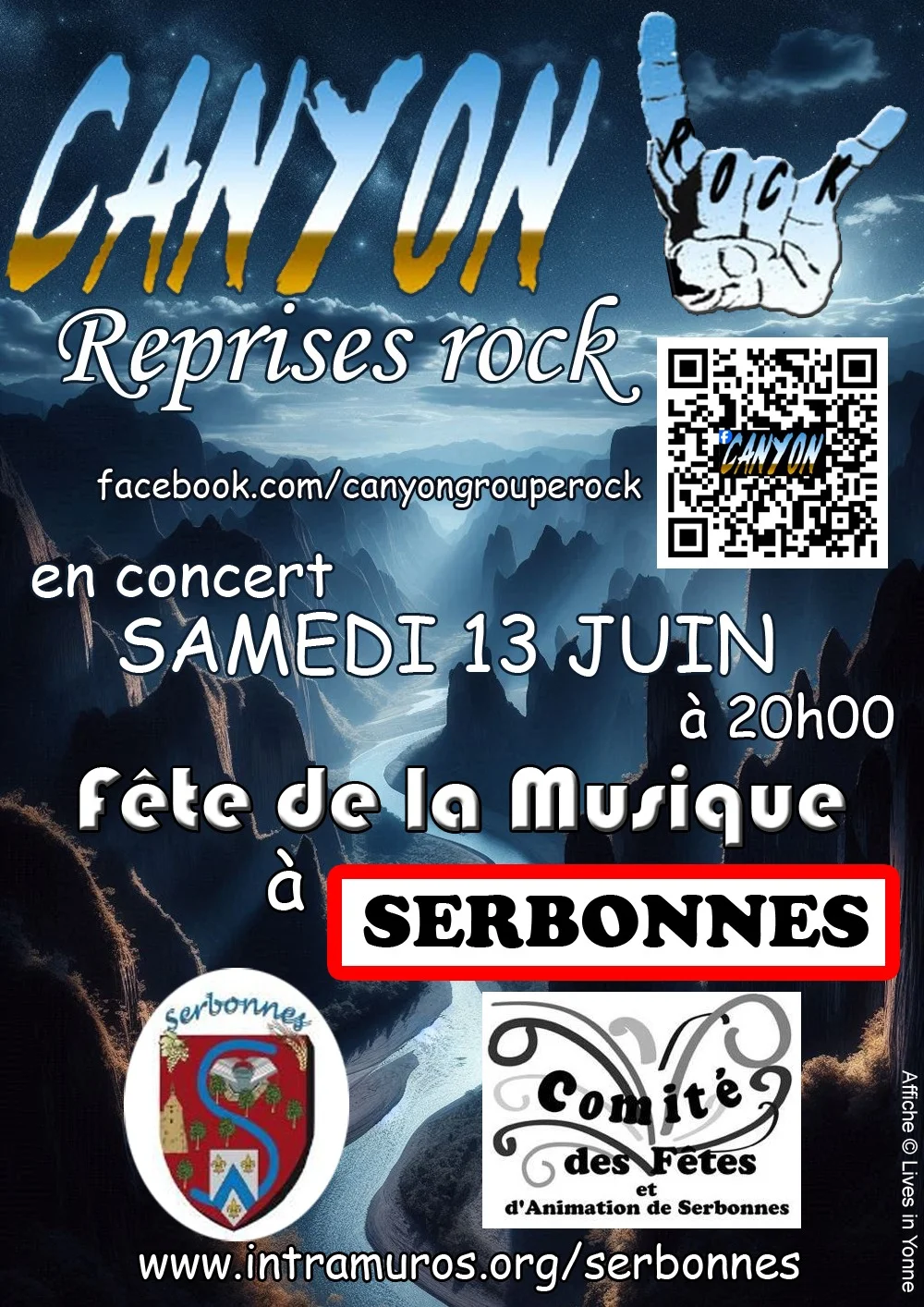 Concert rock avec le groupe Canyon – Serbonnes (Place de la mairie) (affiche de l’événement)
