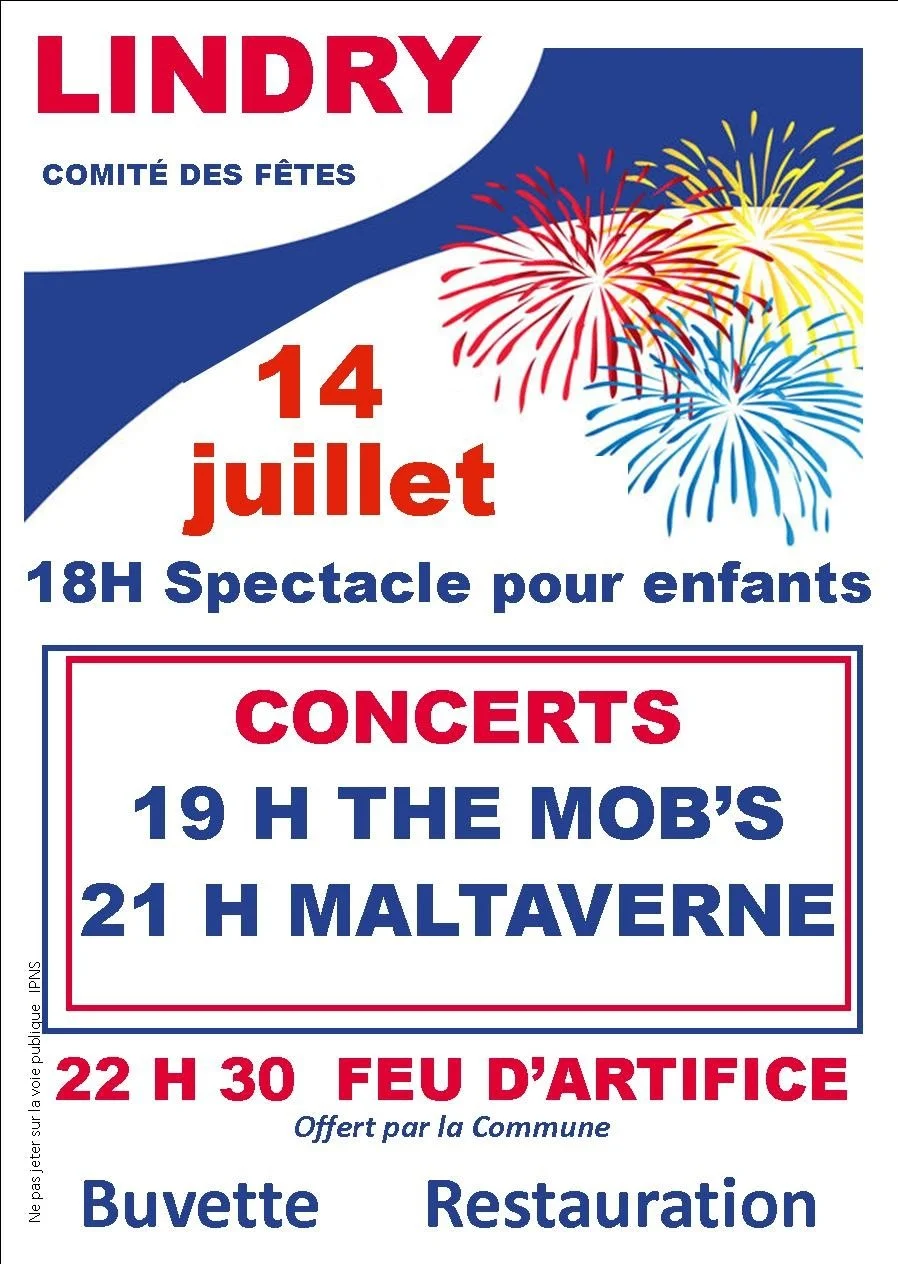 Concerts du 14 juillet avec The Mobs et Maltavern – Lindry (Place du foyer communal) (affiche de l’événement)