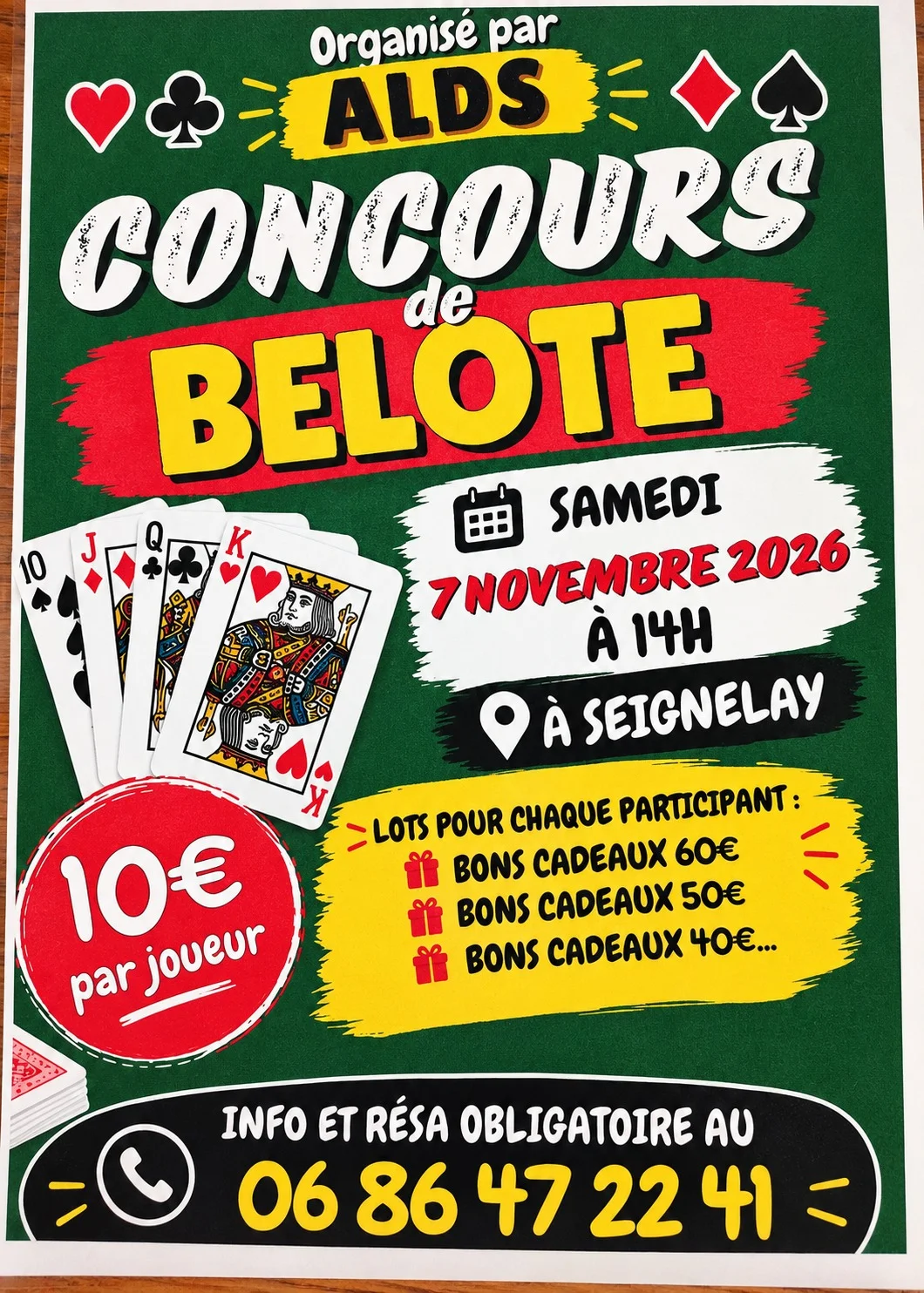 Concours de belote – Seignelay (Salle des fêtes) (affiche de l’événement)