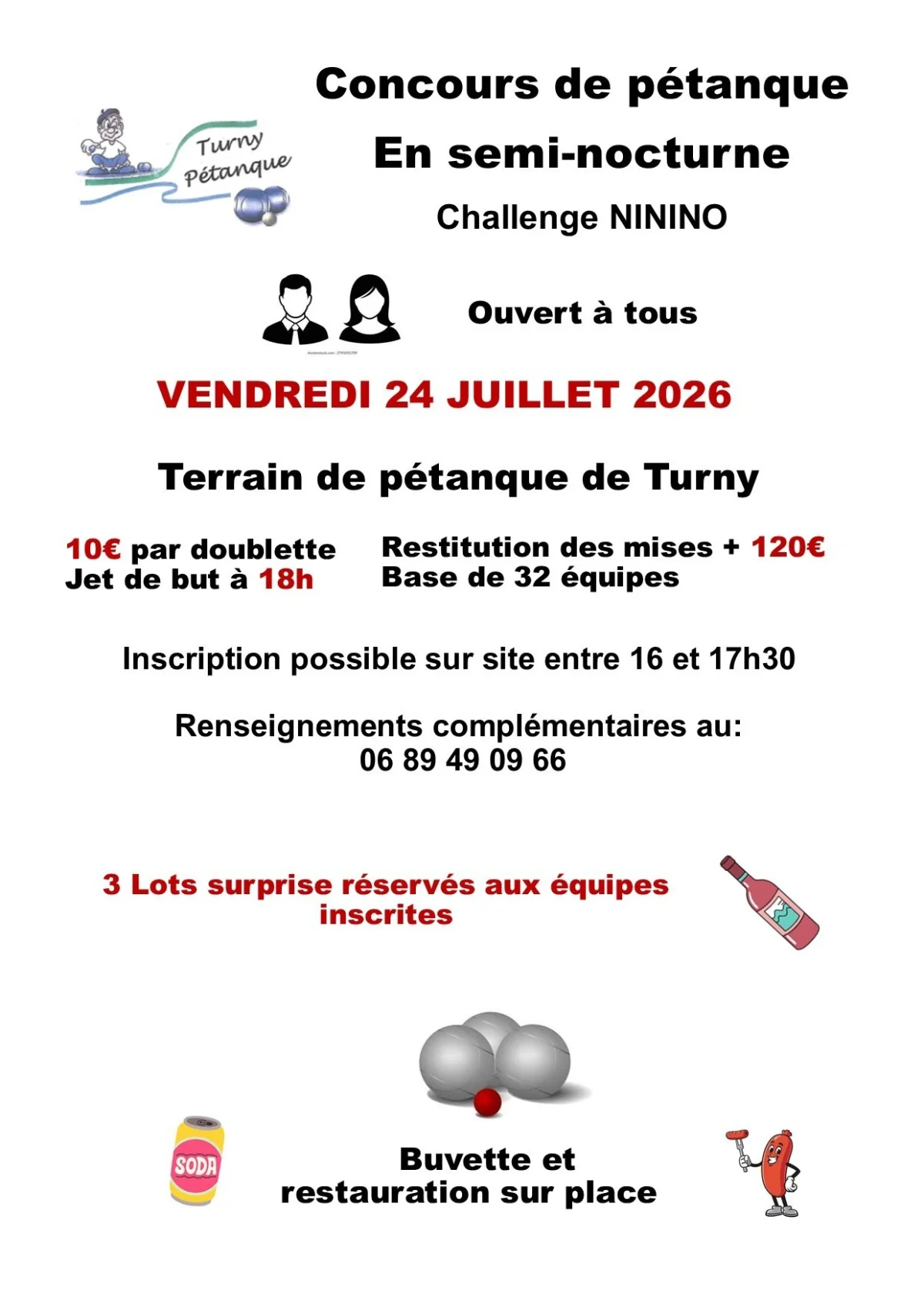 Concours de pétanque en semi-nocturne – Turny (salle des fêtes, 89570 Turny) (affiche de l’événement)
