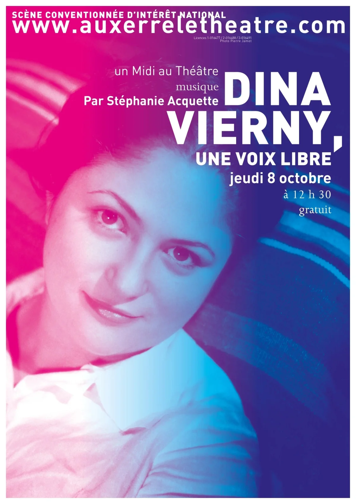 Dina Vierny, une voix libre – Auxerre (Théâtre d'Auxerre) (affiche de l’événement)