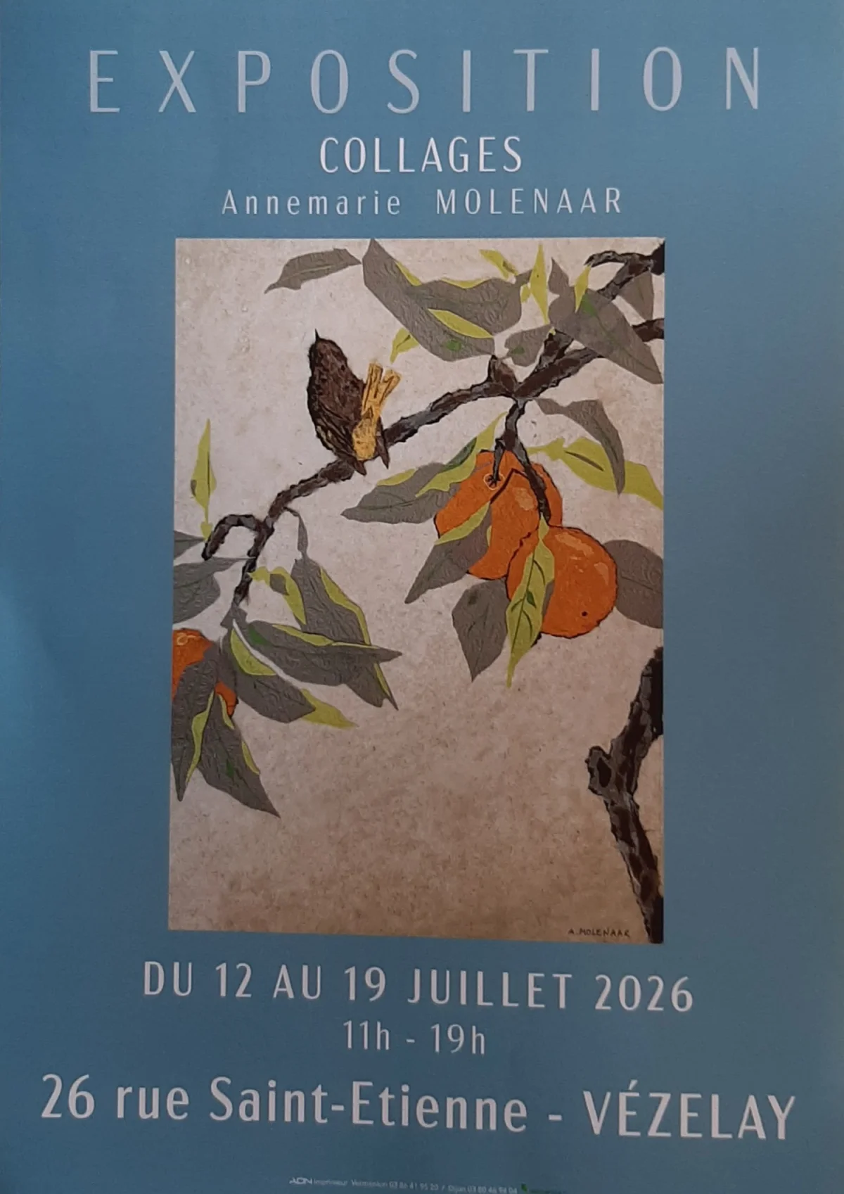 Exposition de collages avec Annemarie Molenaar – Vézelay (Boutique éphémère) (affiche de l’événement)