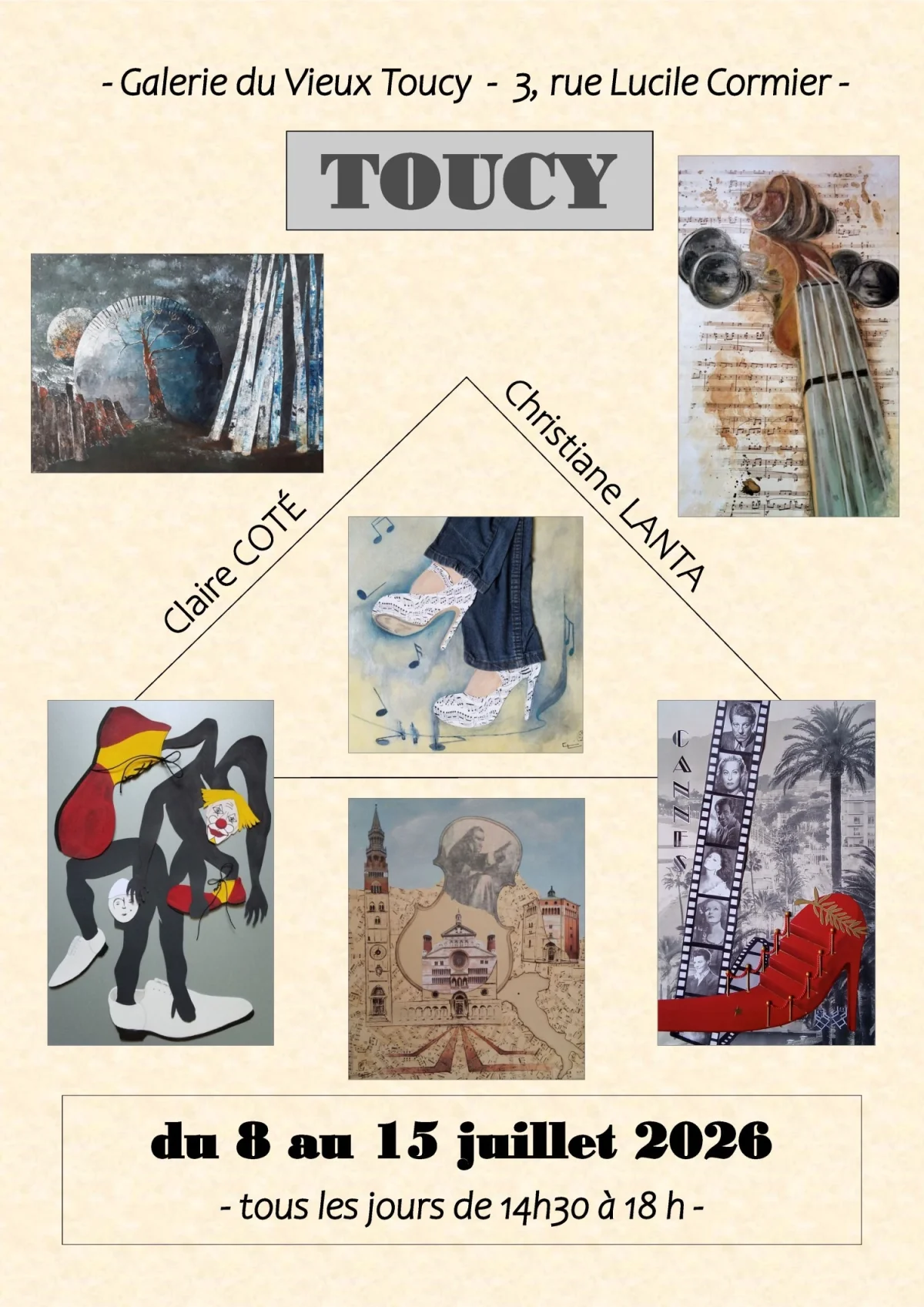 Exposition de peinture à l'huile, aquarelle, fusain – Toucy (Galerie du vieux Toucy) (affiche de l’événement)