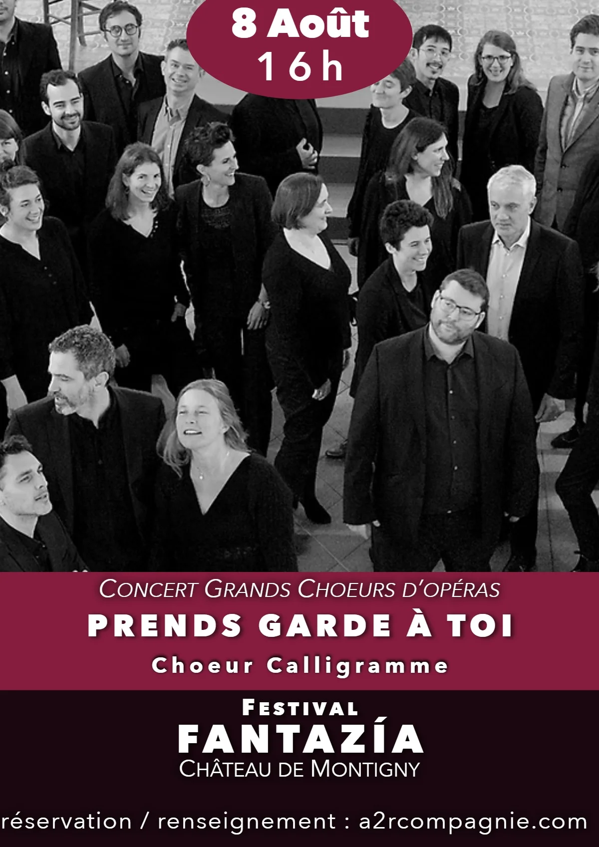 Concert : "Prends garde à toi" avec le choeur Calligramme (grands choeurs d'opéras) dans le cadre du 7ème Festival Fantazía – Perreux / Charny Orée de Puisaye (Château de Montigny) (affiche de l’événement)