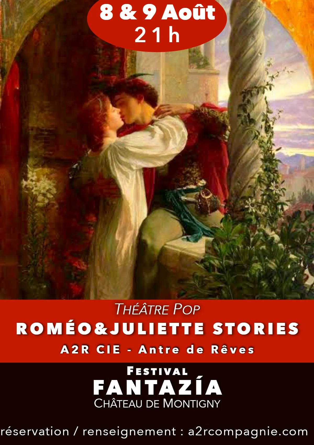 Théâtre : "Roméo & Juliette Stories" dans le cadre du 7ème Festival Fantazía – Perreux / Charny Orée de Puisaye (Château de Montigny) (affiche de l’événement)