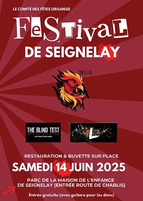 Festival de Seignelay : Concerts rock avec les groupes Wild + The Blind Test + L – Seignelay (Parc de la Maison de l'Enfance / Route de Chablis) (affiche de l’événement)