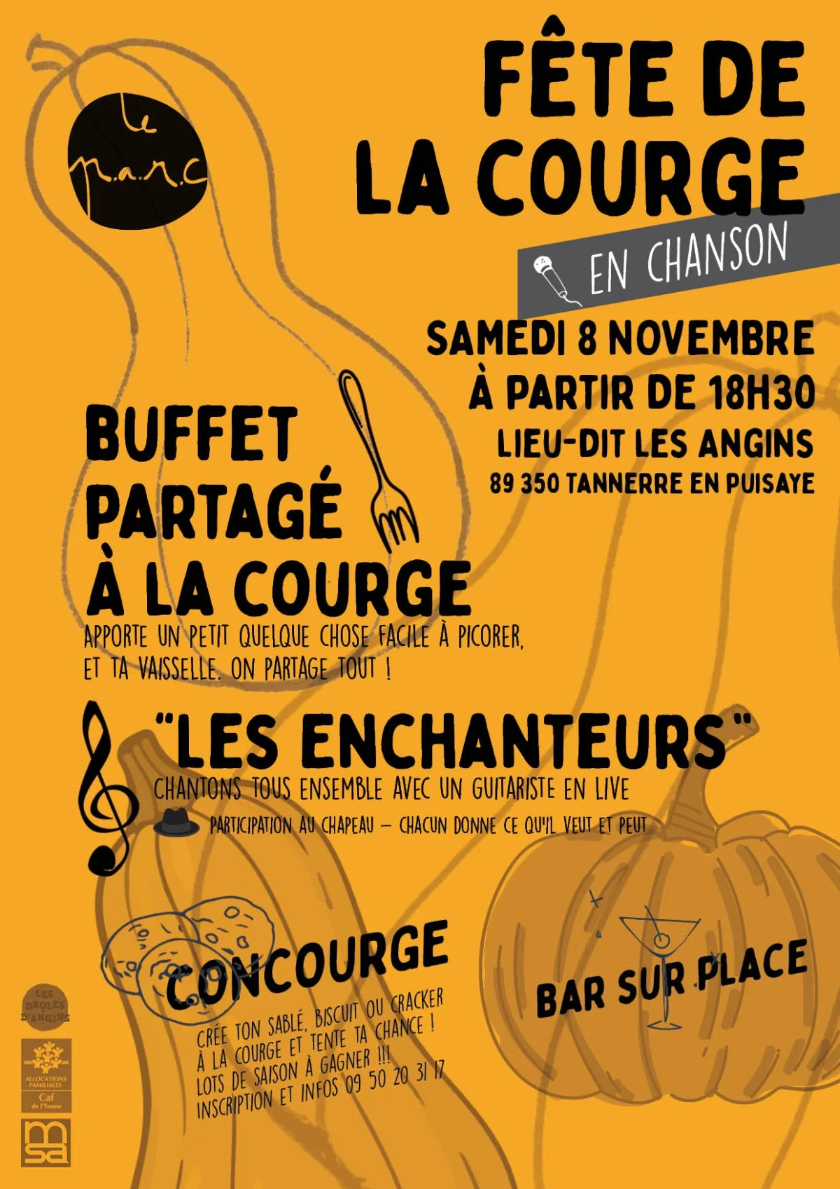 Fête de la courge en chanson ! – Tannerre en Puisaye (Tous aux Angins) (affiche de l’événement)