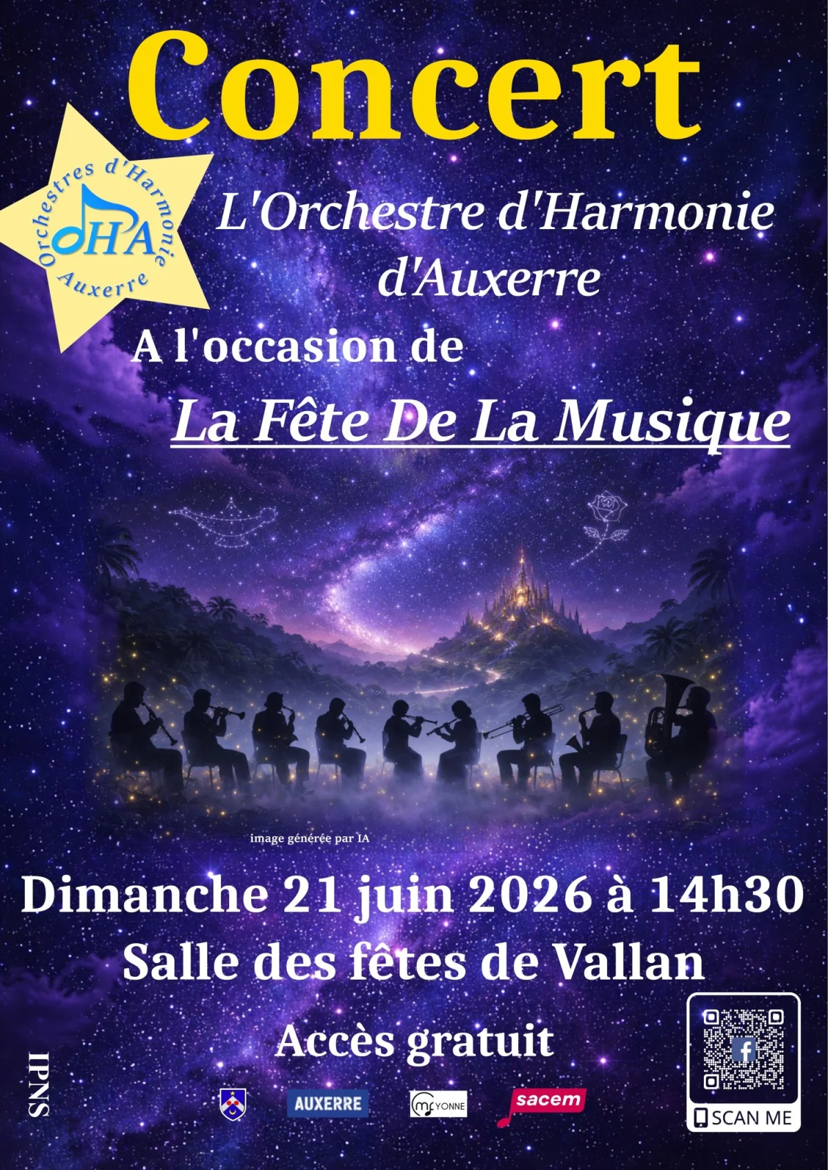 Fête de la musique – Vallan (Salle des fêtes) (affiche de l’événement)