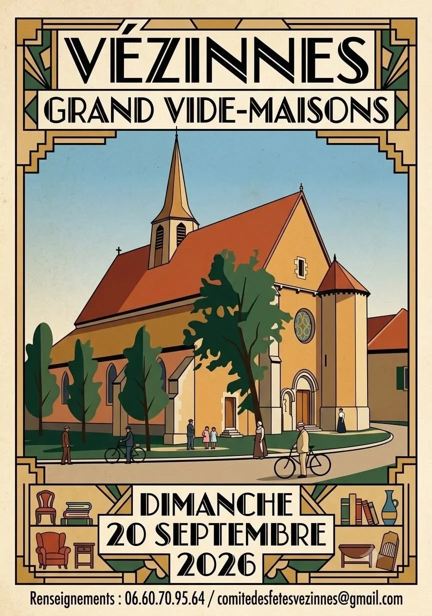 Grand Vide  maisons collectifs / 10 Maisons vident placards, greniers ou caves... – Vezinnes (Place de l'église / suivez les flèches) (affiche de l’événement)