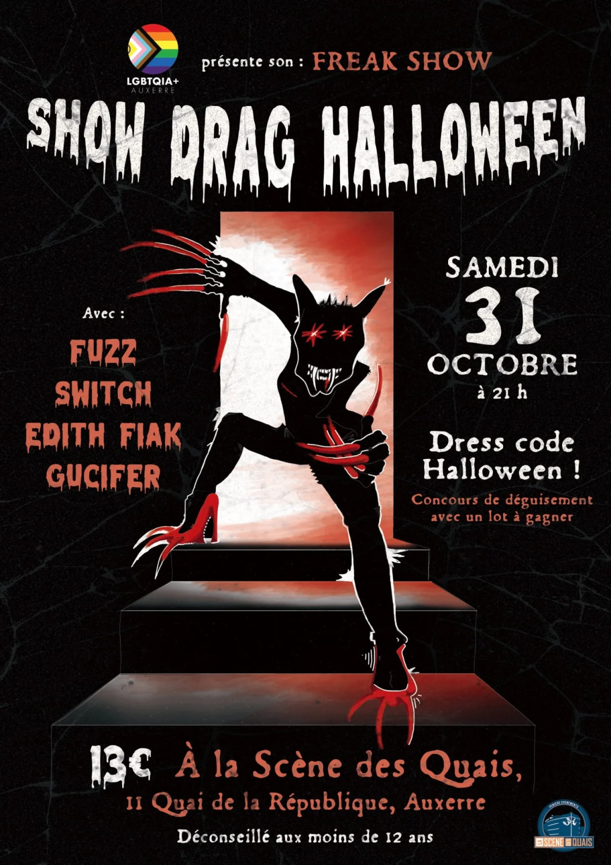 Halloween freak show / Venez déguisé ! – Auxerre (Théâtre La scène des quais) (affiche de l’événement)