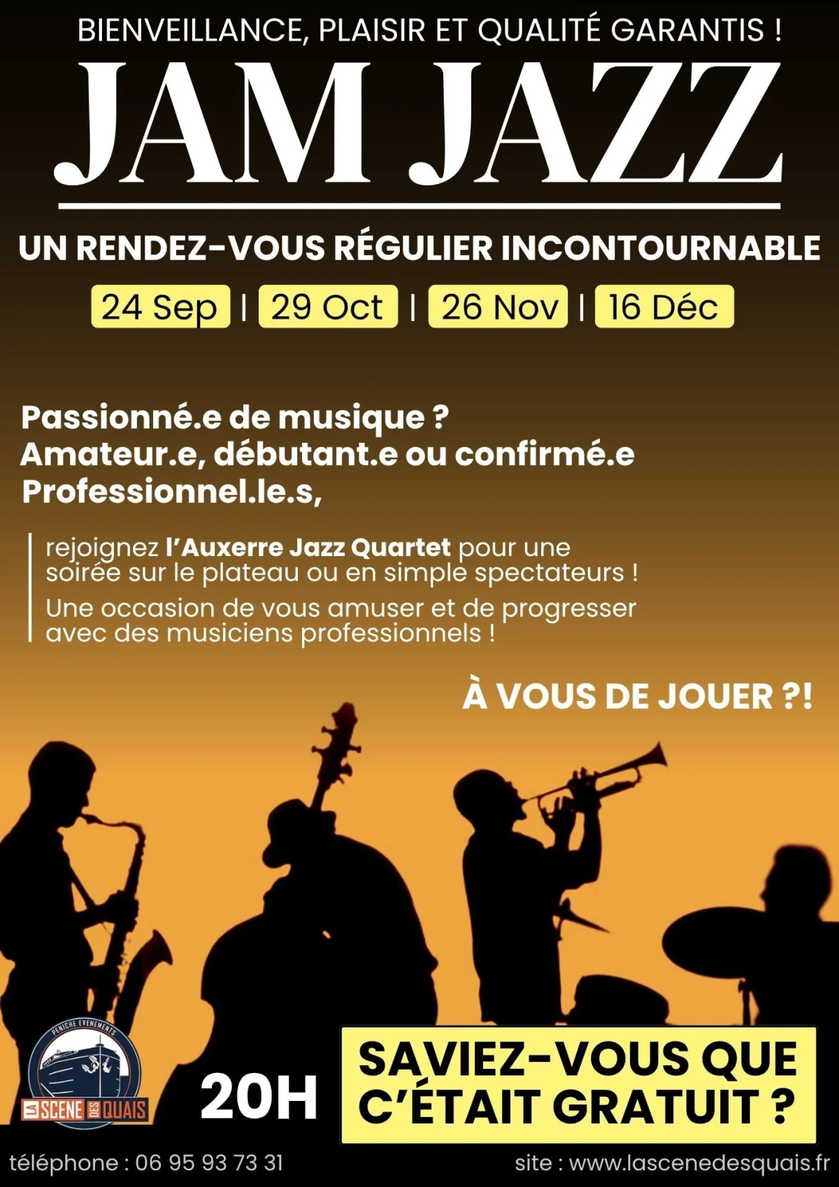 Jam Jazz Session / Tout public - Entrée libre – Auxerre (Théâtre La scène des quais) (affiche de l’événement)