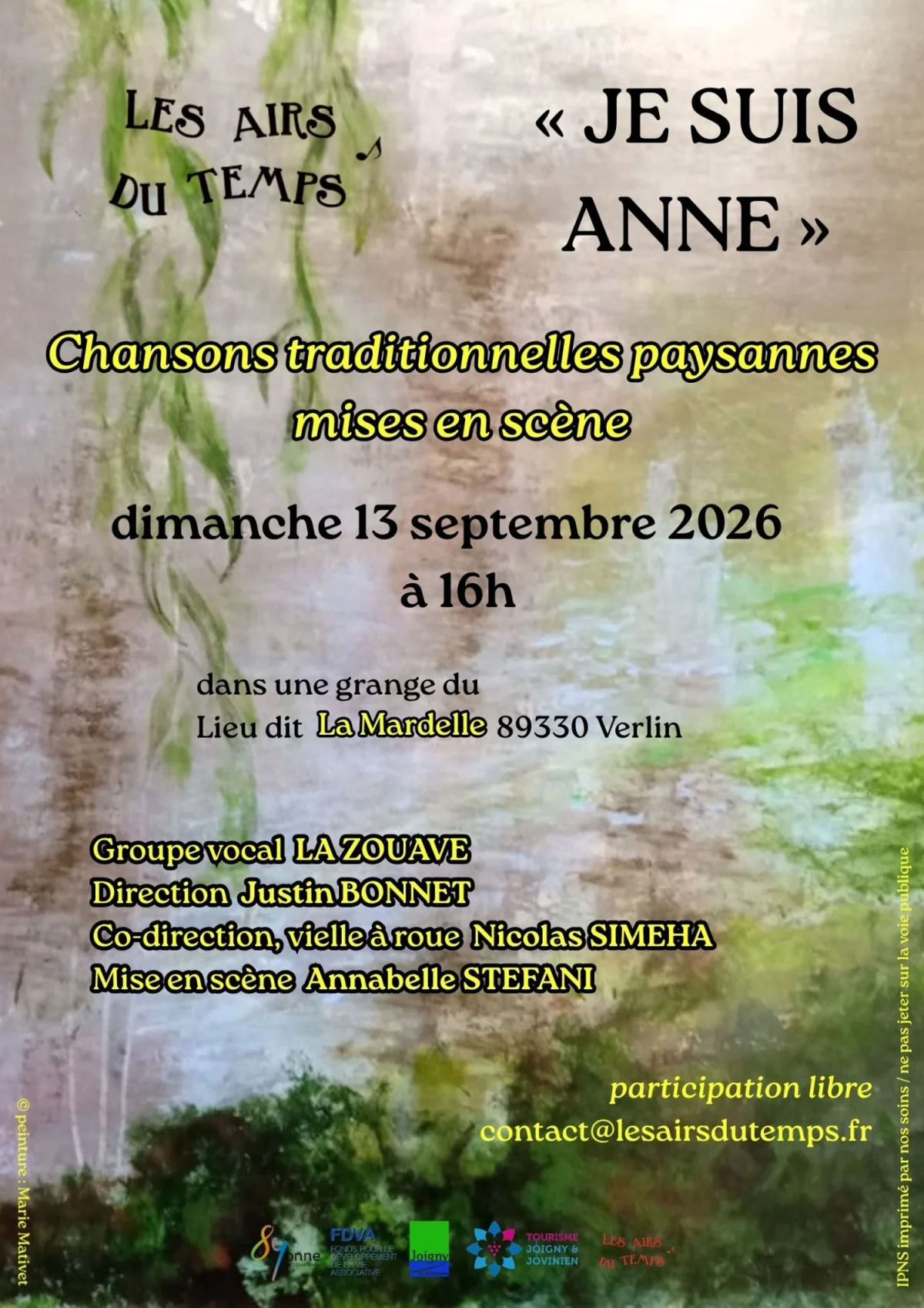 "Je suis Anne" – Verlin (Lieu-dit La Mardelle) (affiche de l’événement)