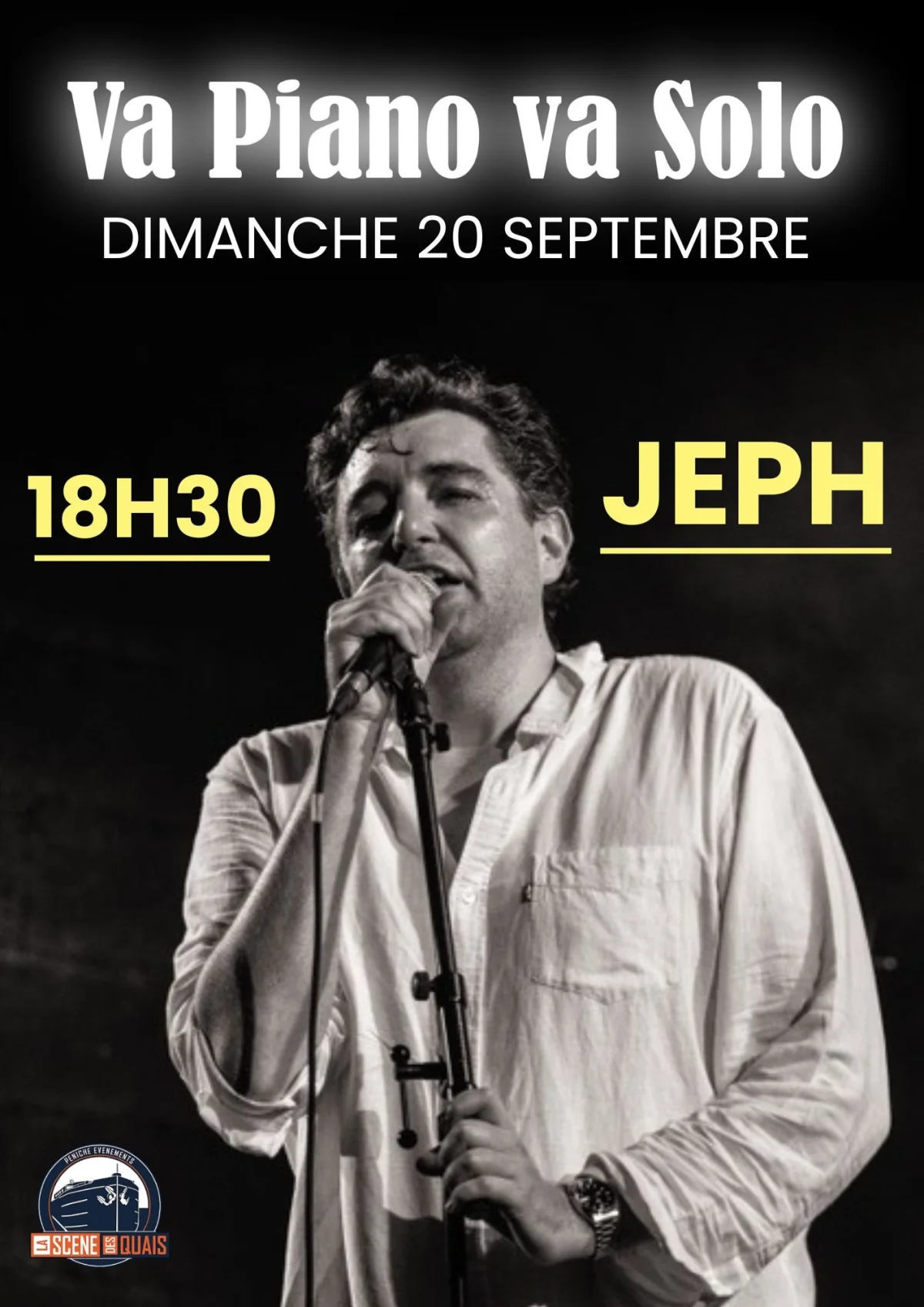 Jeph / Va Piano va Solo / folk, rock et hip-hop – Auxerre (théâtre La scène des quais) (affiche de l’événement)