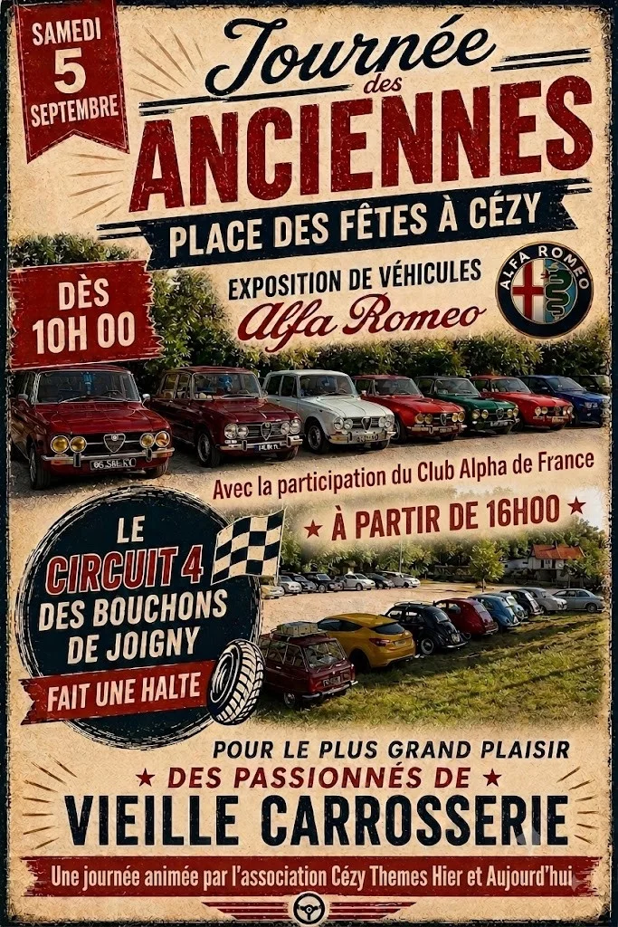 La Journée des Anciennes à Cézy – Cézy (Place des Fêtes de Cézy) (affiche de l’événement)