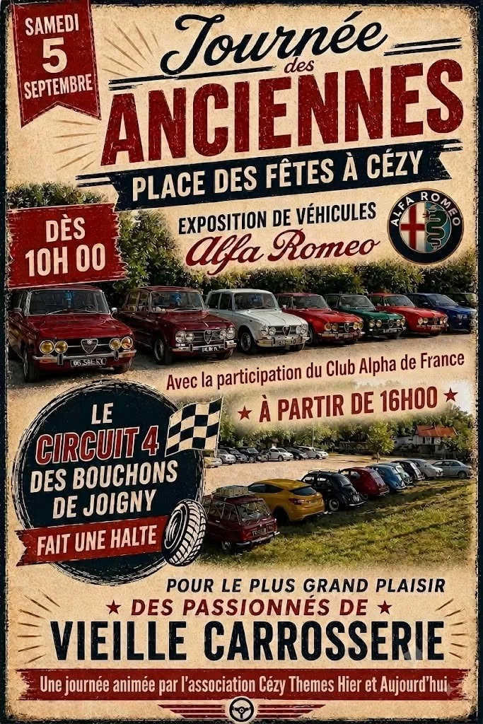 La Journée des Anciennes à Cézy – Cézy (Place des fêtes de Cézy) (affiche de l’événement)