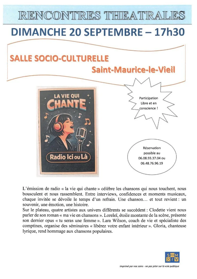 La vie qui chante – Saint-Maurice-le-Vieil (Salle socio-culturelle) (affiche de l’événement)