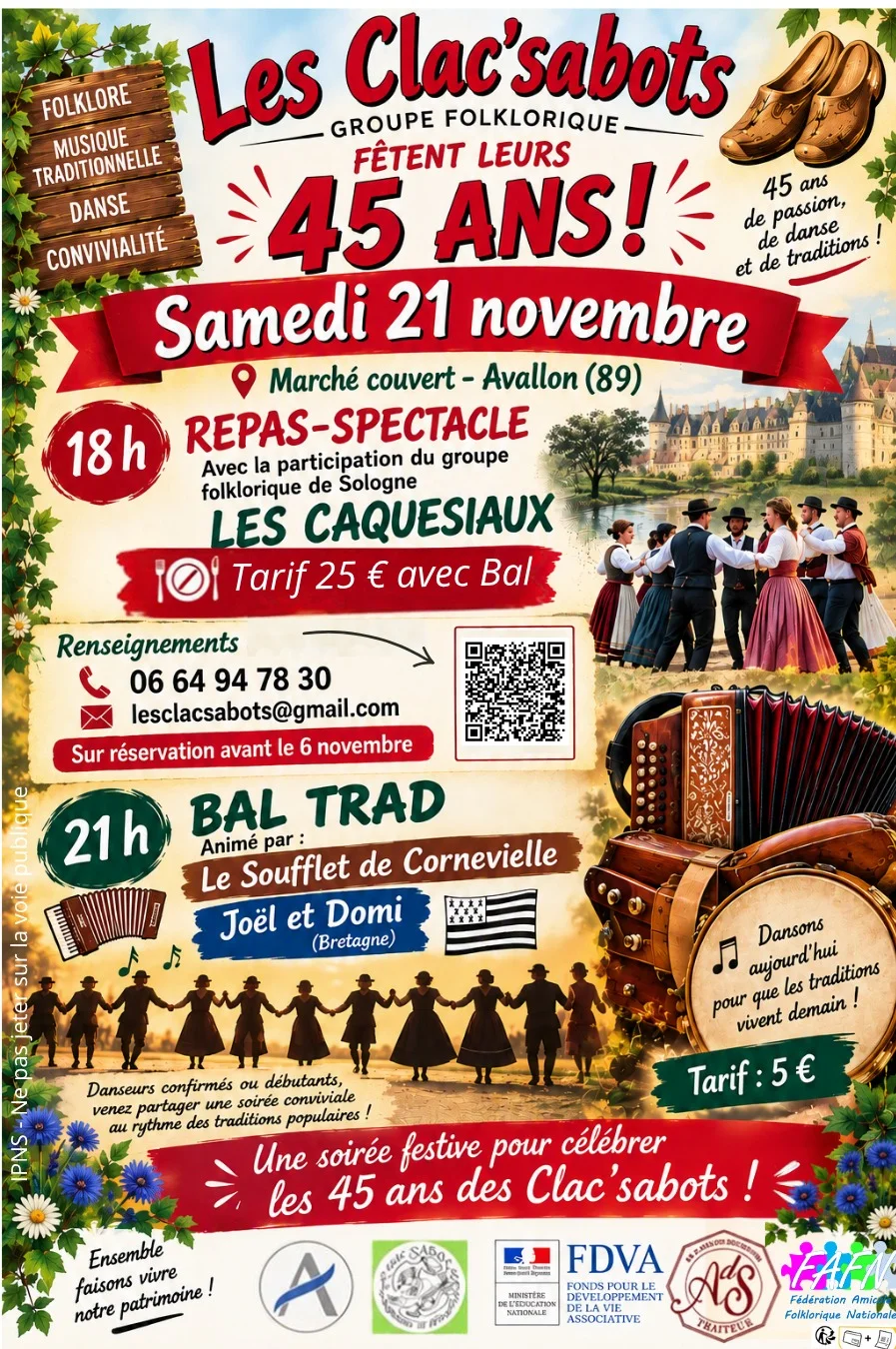 Les Clac'Sabots fêtent leurs 45 ans – Avallon (Marché couvert) (affiche de l’événement)