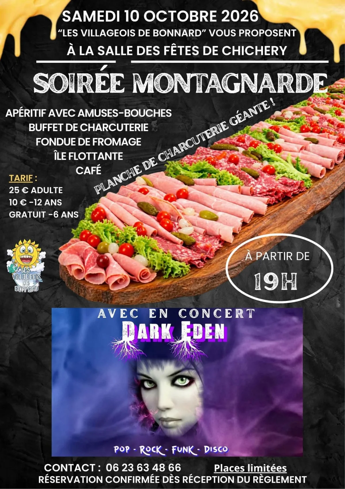 Les Villageois de Bonnard vous donnent rendez-vous à Chichery pour leur grande soirée montagnarde. – Chichery (Salle des fêtes) (affiche de l’événement)